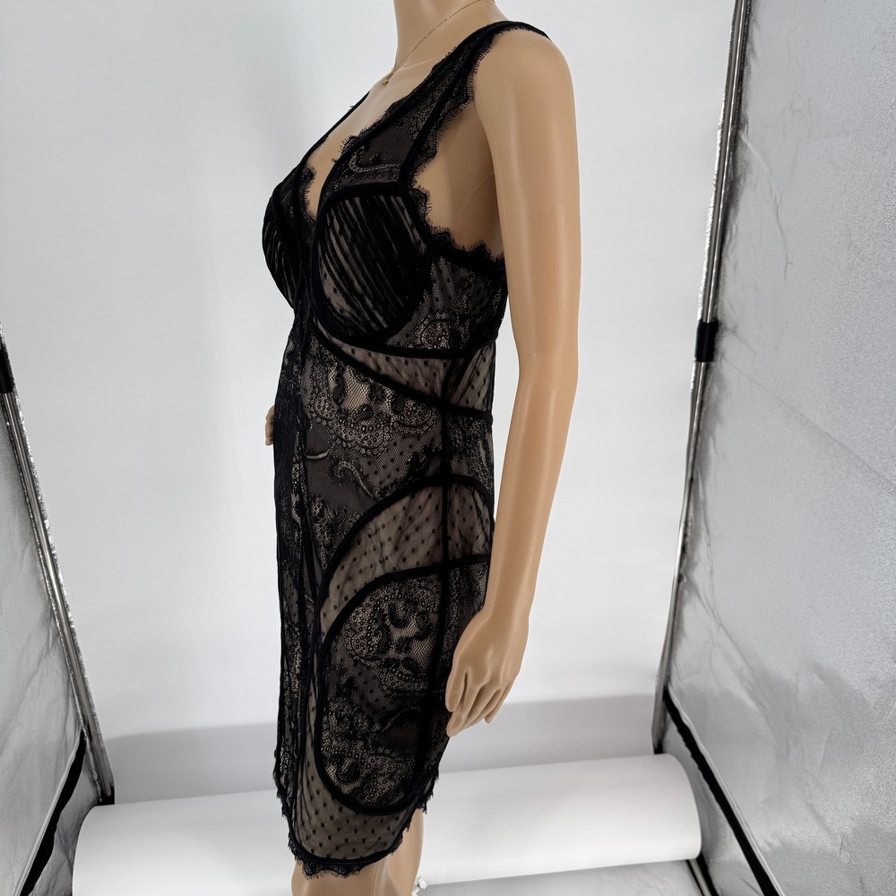 bebe Black Sheer Lace Midi Dress - Picture 16 of 16